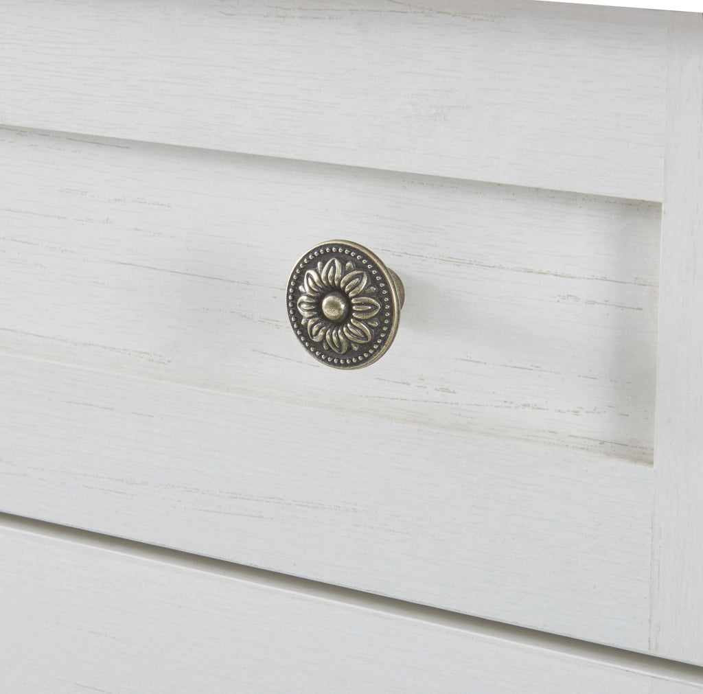 Credenza con 4 Ante e 2 Cassetti ¨C Xylo ¨C Bianco Antico e Legno Naturale, 150x86x40 cm
