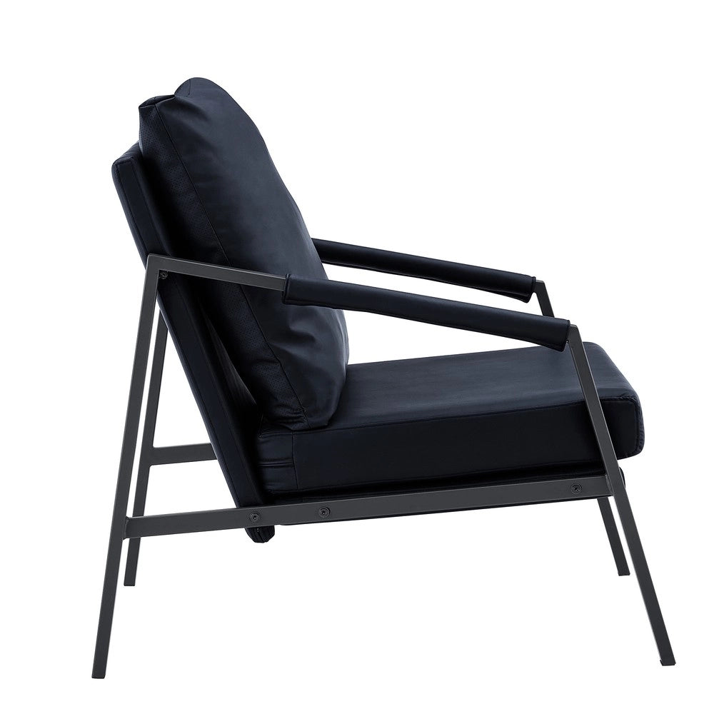 Poltrona in similpelle ¨C Minimal ¨C Nero struttura in metallo imbottita