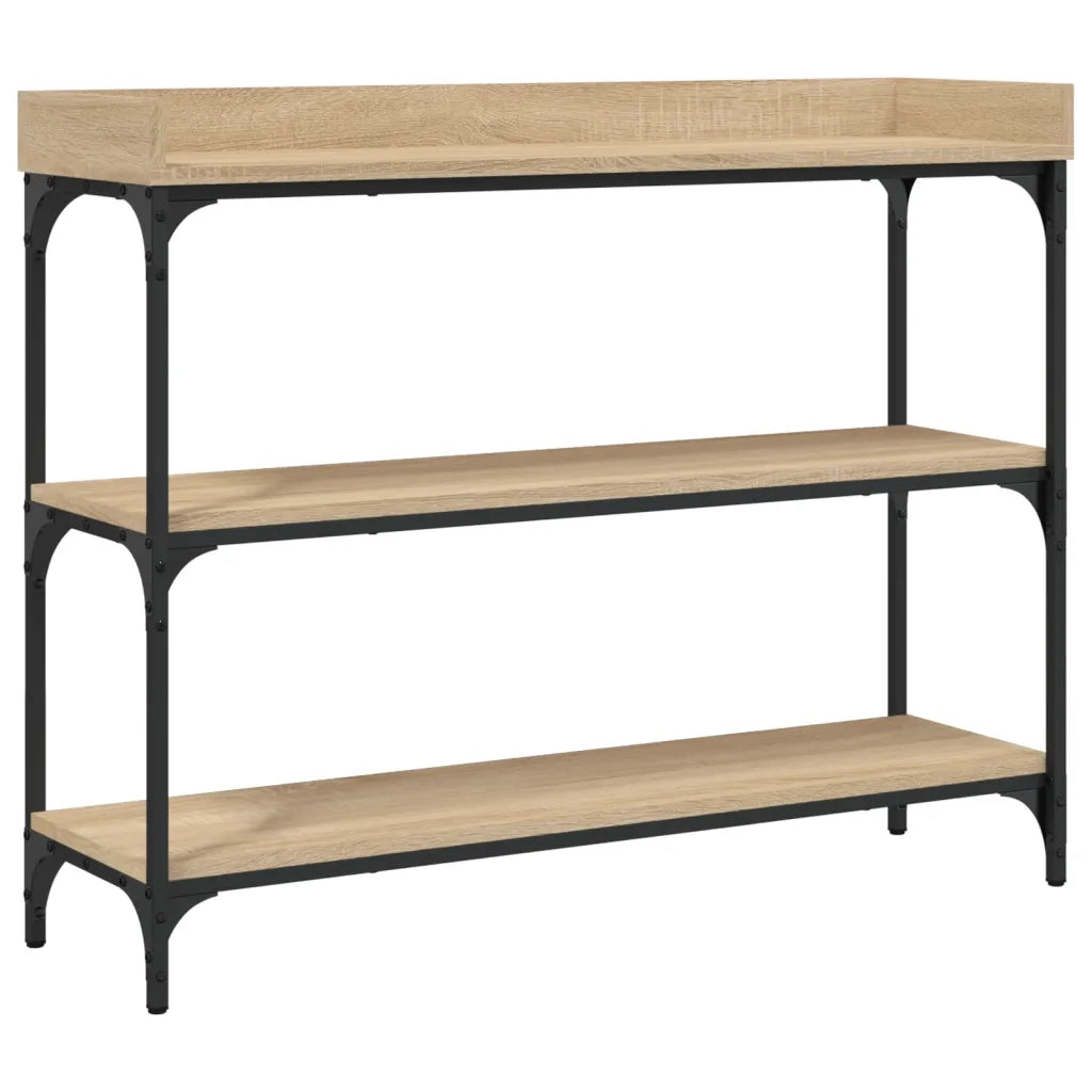 Tavolino Consolle con Ripiani-Tavolino da soggiorno Rovere Sonoma 100x30x80 cm