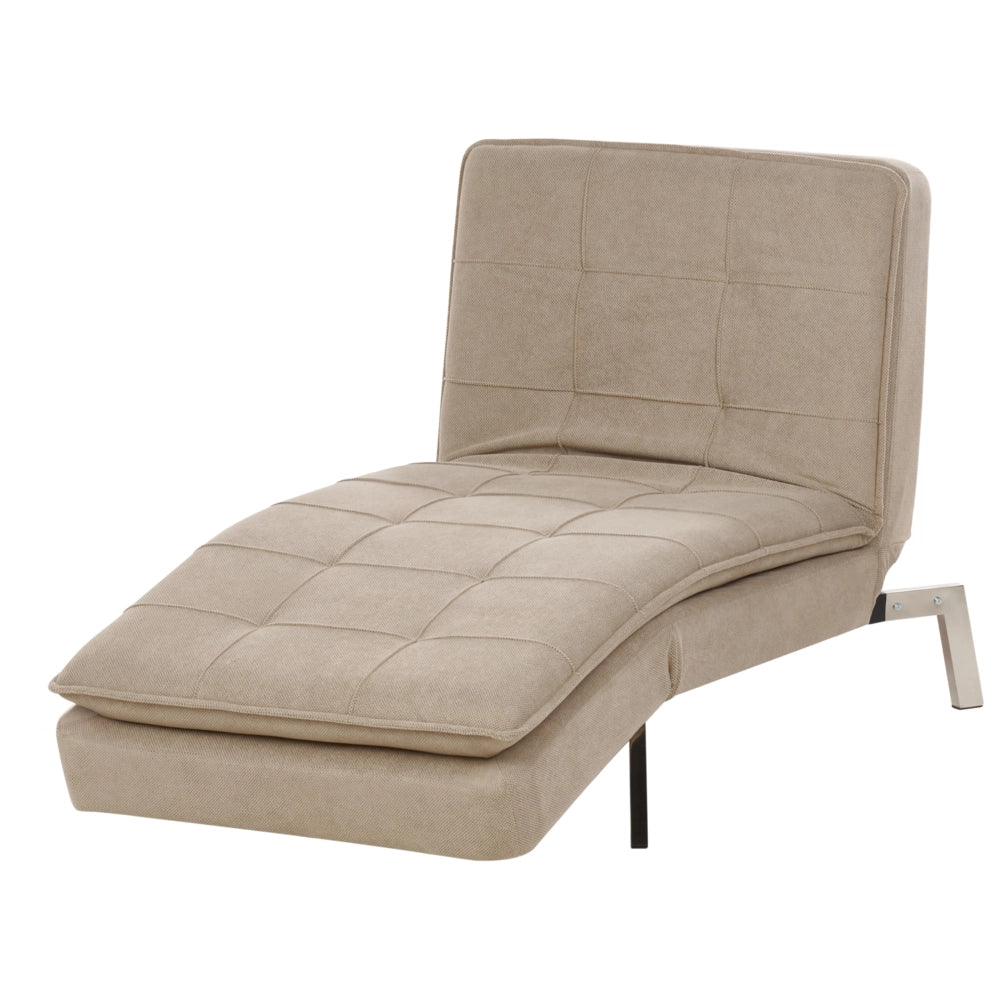 Chaise longue Tessuto Beige capitonnè Schienale e Gambe Regolabili Modern Glam