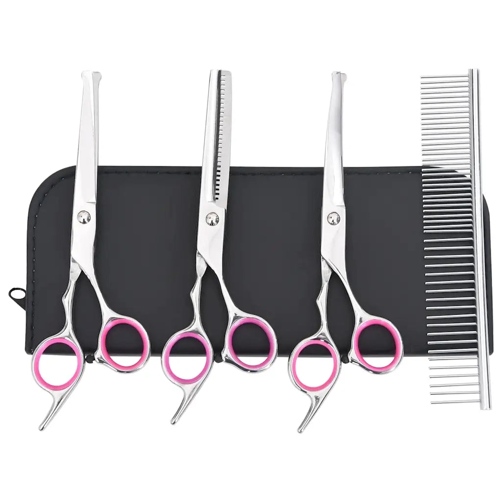 vidaXL Set Forbici da Toelettatura Cani 4 pz in Acciaio Inossidabile