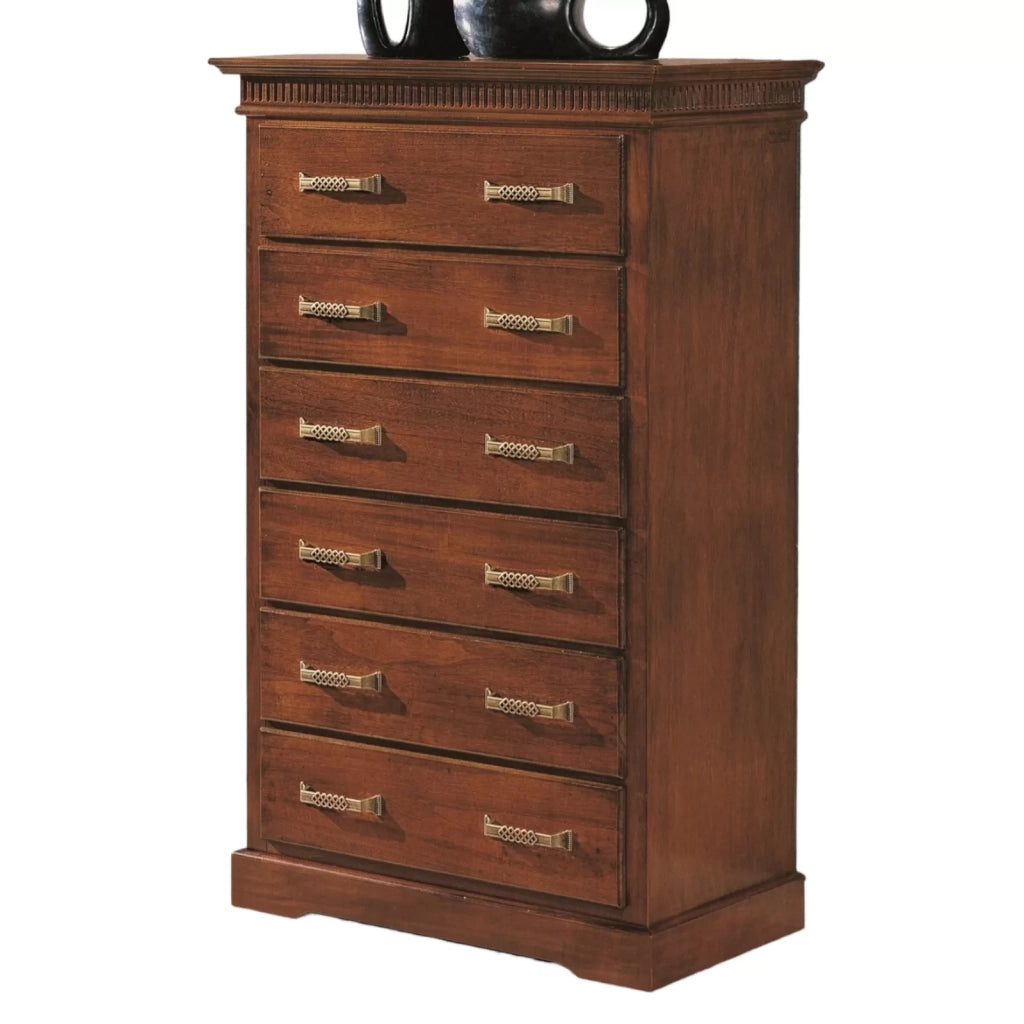 Cassettiera classica 6 cassetti in legno tinta noce l.89 p.45 h.139 - Mobili 2G