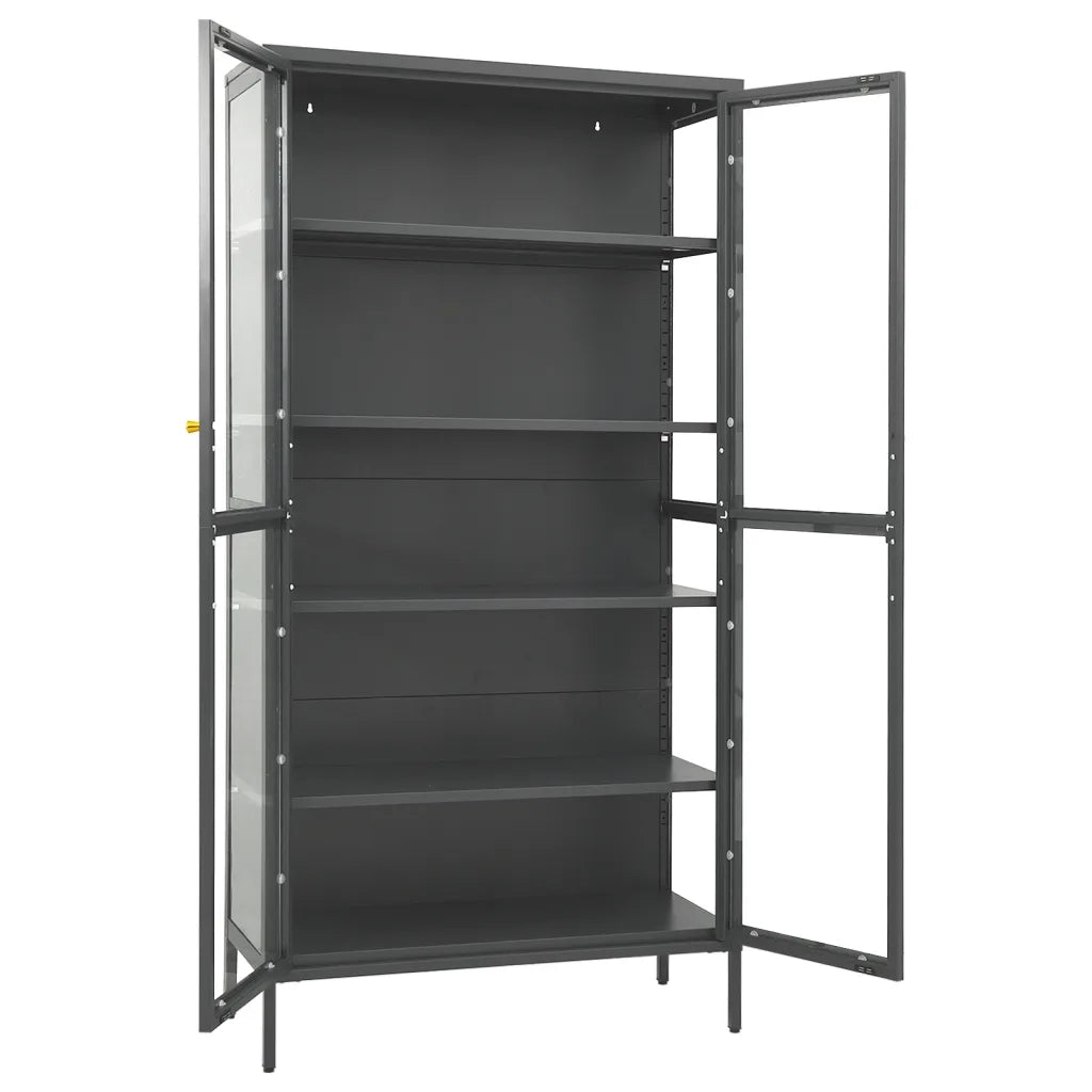 Vetrina Antracite 90x40x180 cm in Acciaio e Vetro Temperato 336081