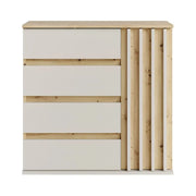 Cassettiera Mone 80 cm con 1 porta e 4 cassetti – Rovere e beige cachemire