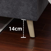 Letto Singolo 90x200 cm; Struttura in Tessuto e Metallo; Grigio; Design Moderno