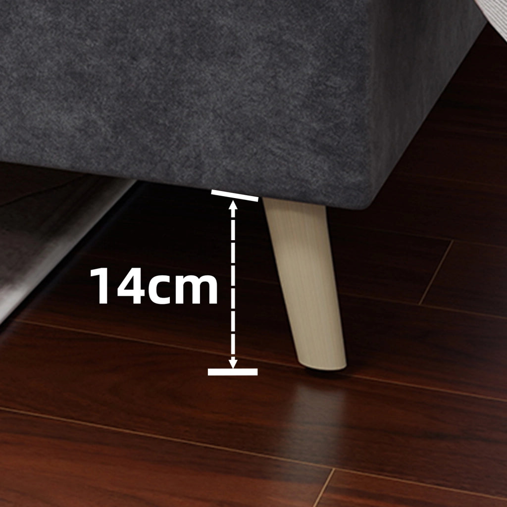 Letto Singolo 90x200 cm; Struttura in Tessuto e Metallo; Grigio; Design Moderno