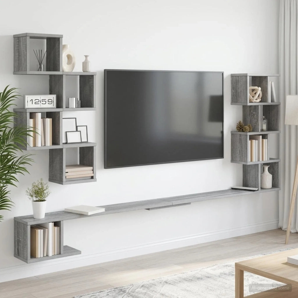 Mensola per TV da muro Sonoma grigio 200 x 15 x 94 cm 8012305