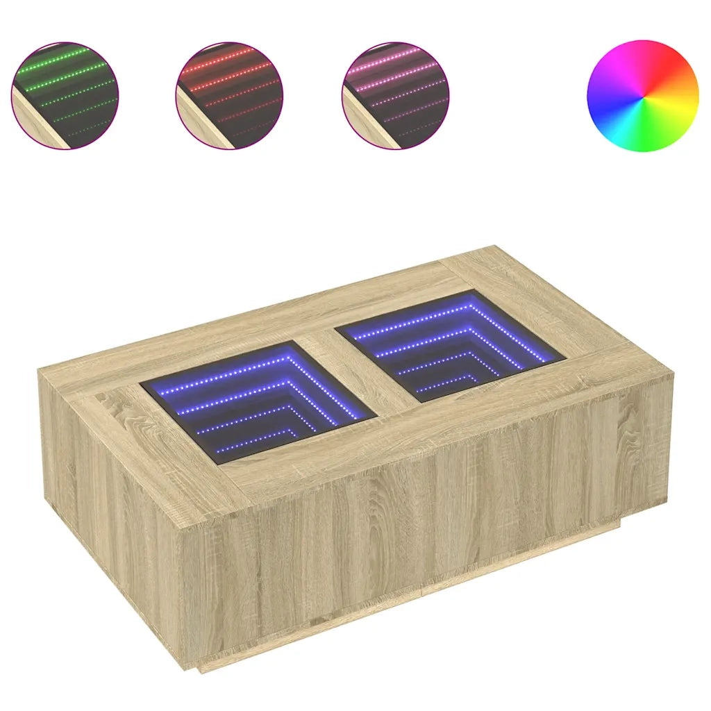 Tavolino da salotto | Tavolino da caff¨¨ | Tavolino da Soggiorno con LED Infinity Rovere Sonoma 116x69x40 cm