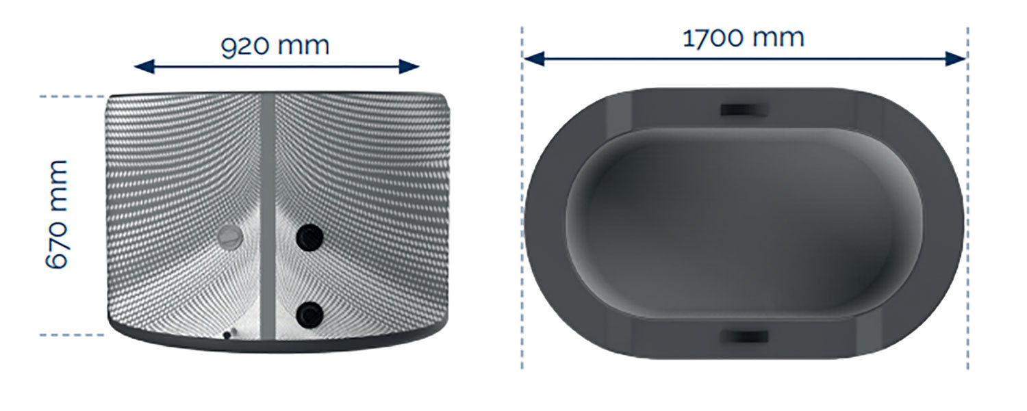 Piscina in Drop Stitch per Bagni di Ghiaccio con Kit Chiller 170x92x67A cm NetSpa Jarvi Grigio