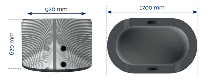 Piscina in Drop Stitch per Bagni di Ghiaccio con Kit Chiller 170x92x67A cm NetSpa Jarvi Grigio