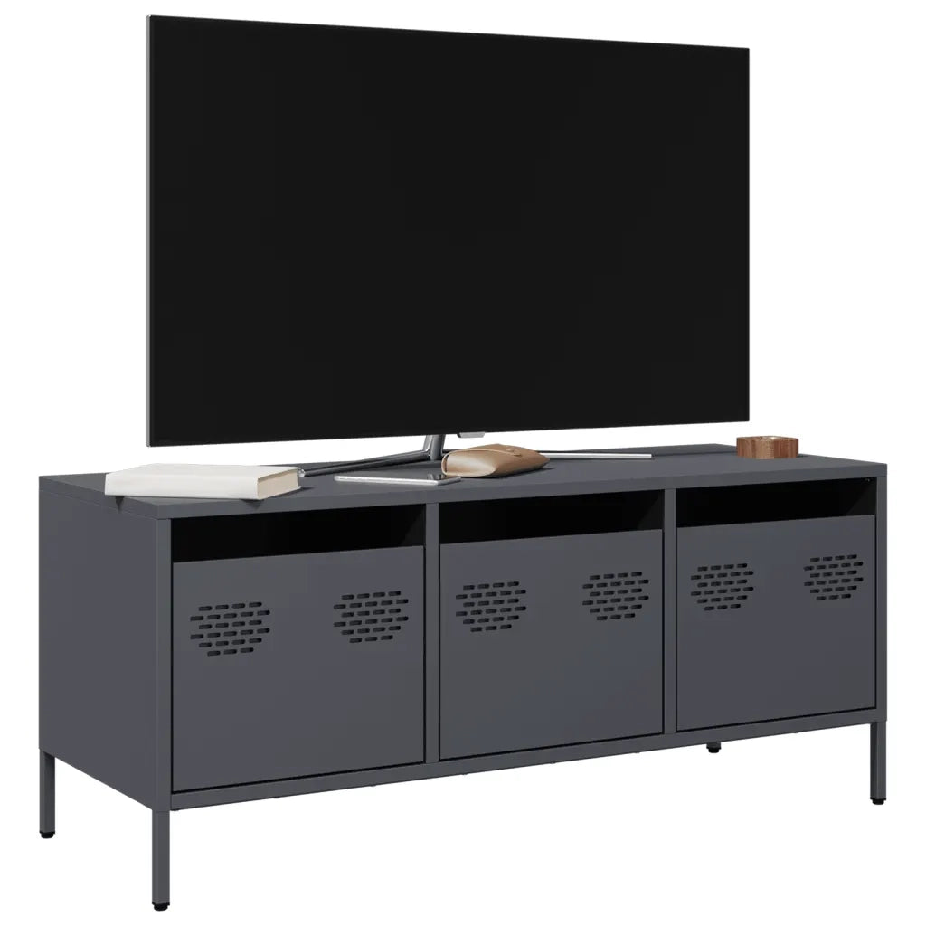Mobile TV Antracite 101,5x39x43,5 cm Acciaio Laminato a Freddo