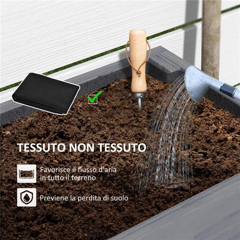 FIORIERA RIALZATA CON RIPIANO INFERIORE E 2 FORI DI DRENAGGIO IN LEGNO DI ABETE 100X30X70.5 CM GRIGIO