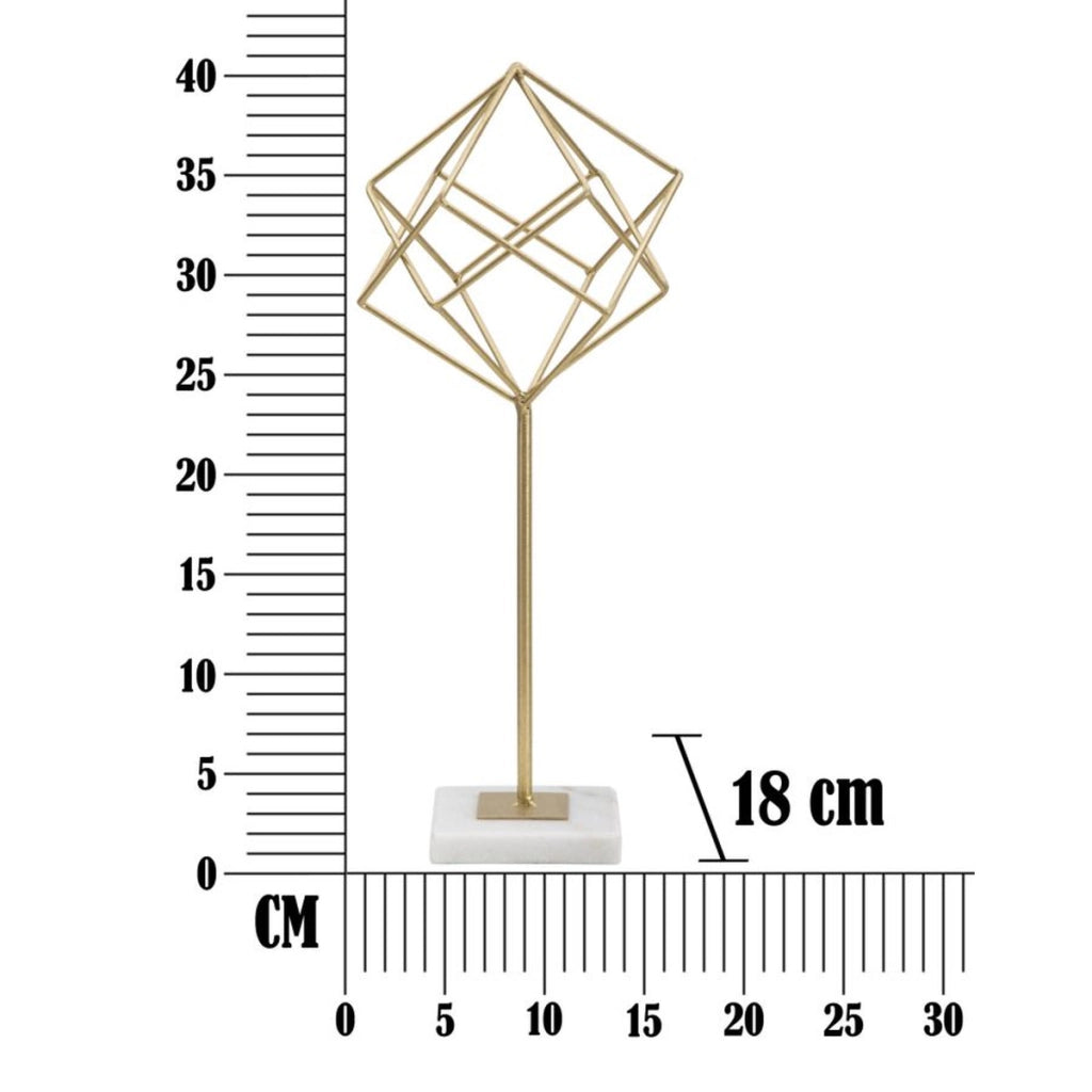 Scultura Cubi 2, Oro, Marmo, 16x18x41,5 cm