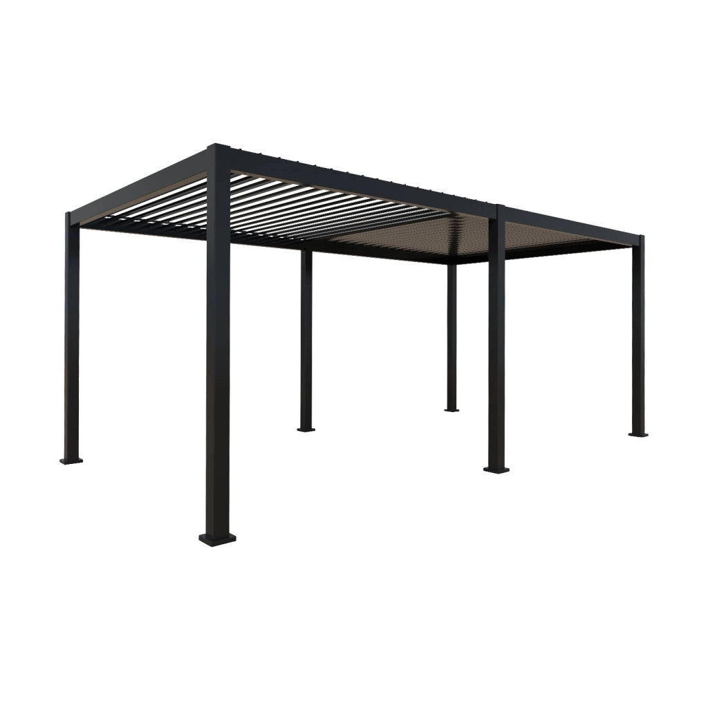 Pergola bioclimatica 3x6m in alluminio + 4 tende 3m, antracite