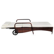 Lettino Prendisole | Sdraio da giardino | Lettino da sole con Cuscino e Ruote in Polyrattan Marrone