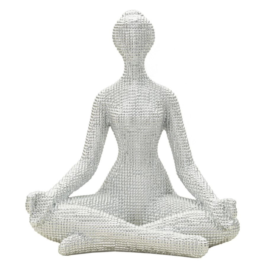 Scultura Yoga, Bianco, Poliresina, 23x20,5x15,5 cm