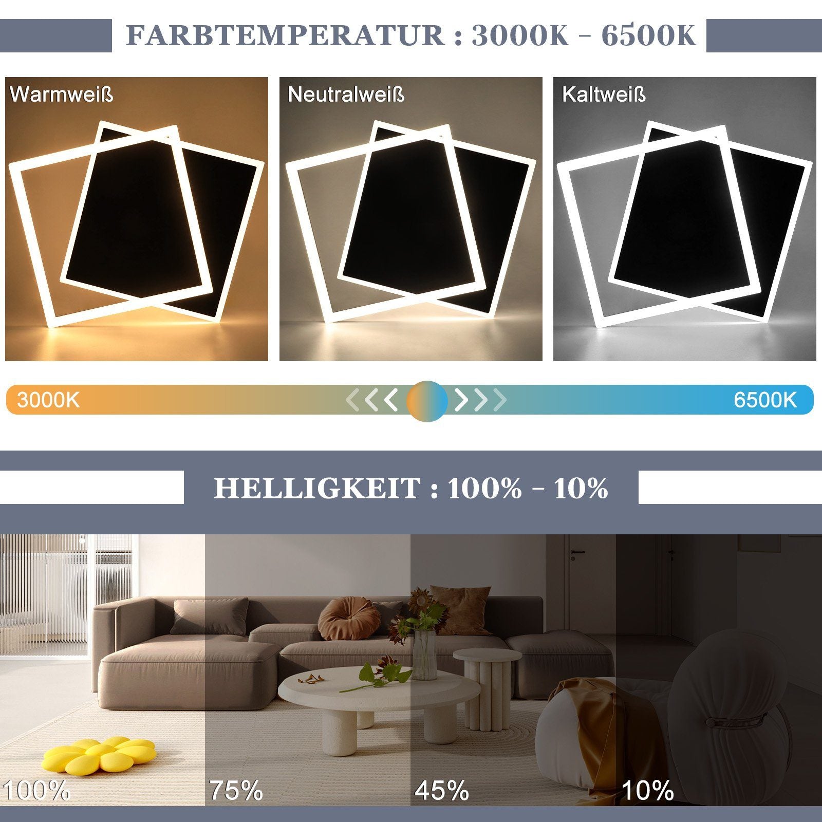 ZMH Lampada da soffitto plafoniera LED nera 42W per soggiorno camera letto