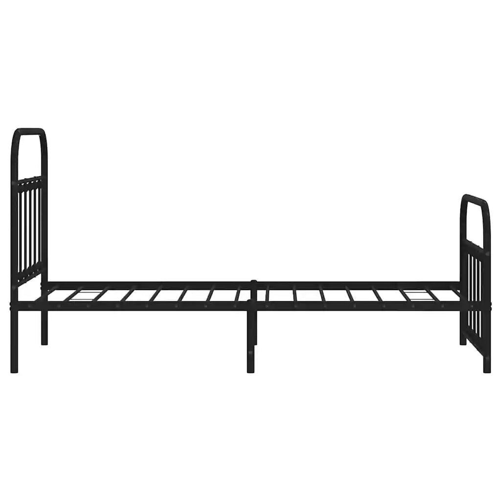 Giroletto con Testiera e Pediera-Struttura Letto Metallo Nero 90x190 cm 415564