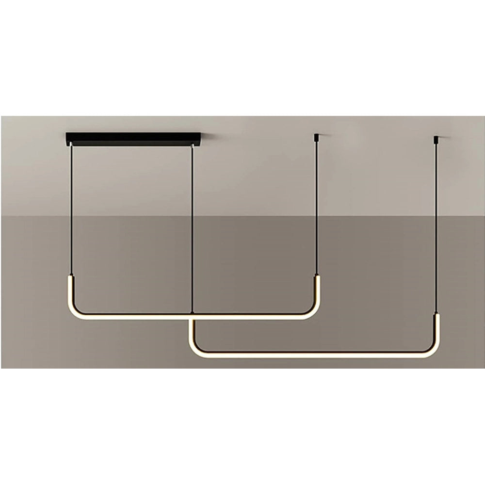 Trade Shop - Lampadario Sospensione 42w Lineare Orizzontale Minimal Moderno Nero Luce Led 50452 -