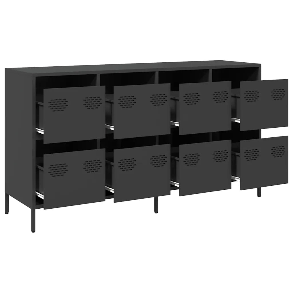 Credenza Nera 135x39x73,5 cm in Acciaio Laminato a Freddo 3307167