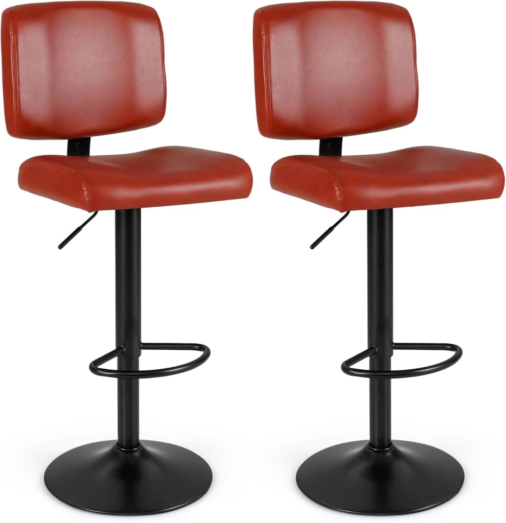 Set di 2 Sgabelli da Bar Moderne Girevoli con Altezza Regolabile | Sedie da Bar con Seduta Imbottita in Pelle, Sgabelli Rivestiti per Banco con Poggiapiedi per Sala da Pranzo e Pub