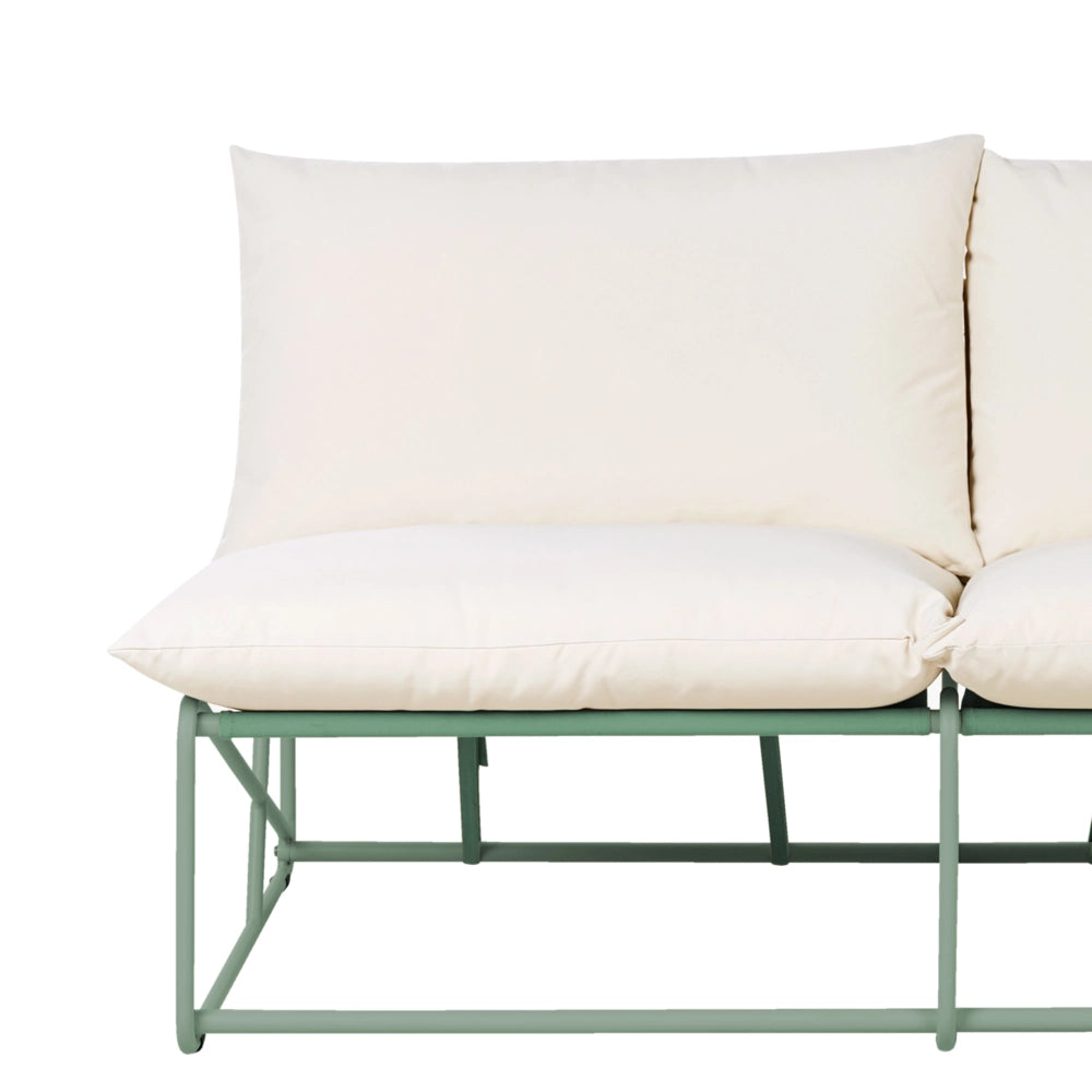 Divano basso oversize in metallo con cuscini schienale e seduta Arredamento da interno ed esterno senza braccioli da giardino verde