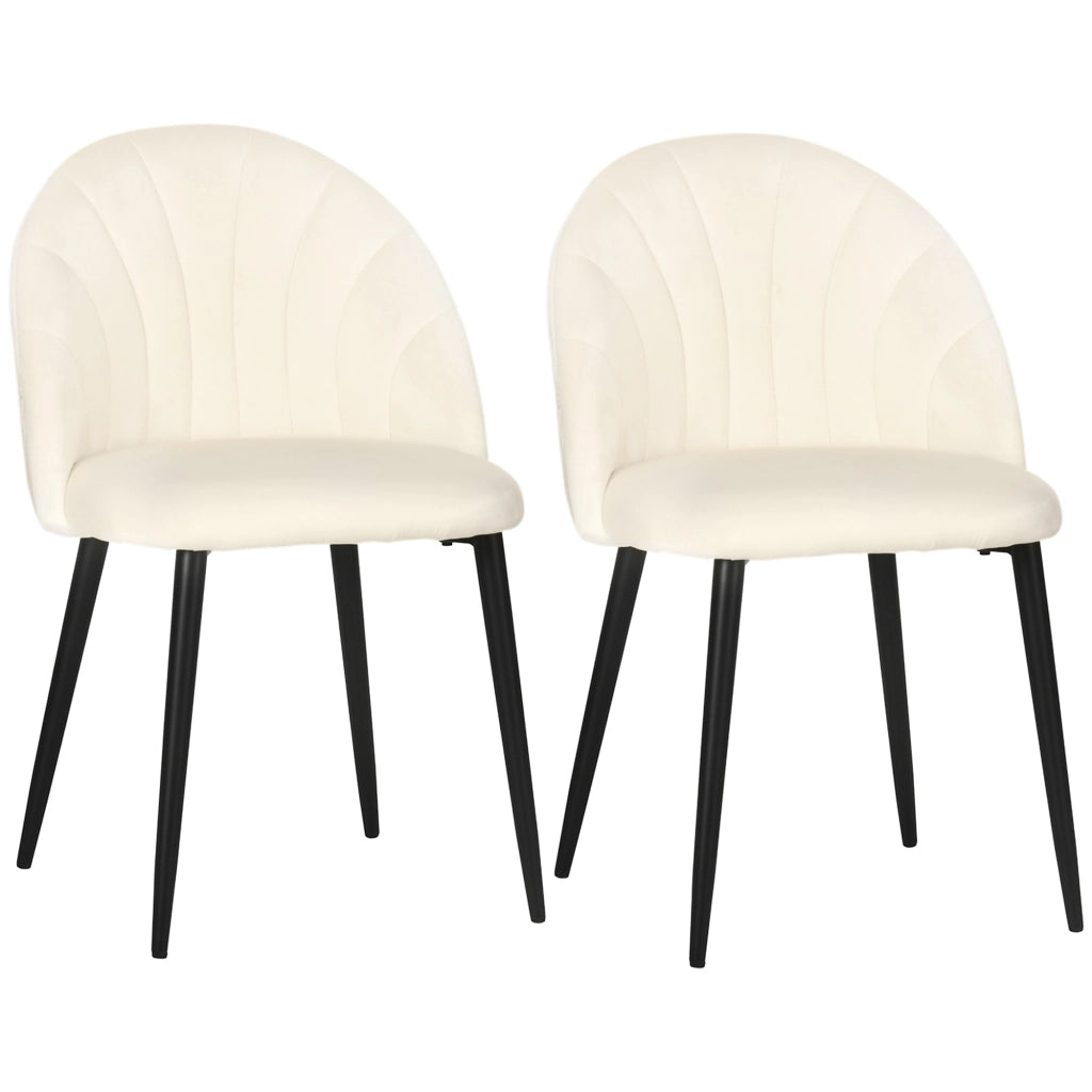 EasyComfort Set 2 Sedie da Salotto e Sala da Pranzo Imbottite, in Metallo e Tessuto Effetto Velluto Beige, 52x54x79 cm