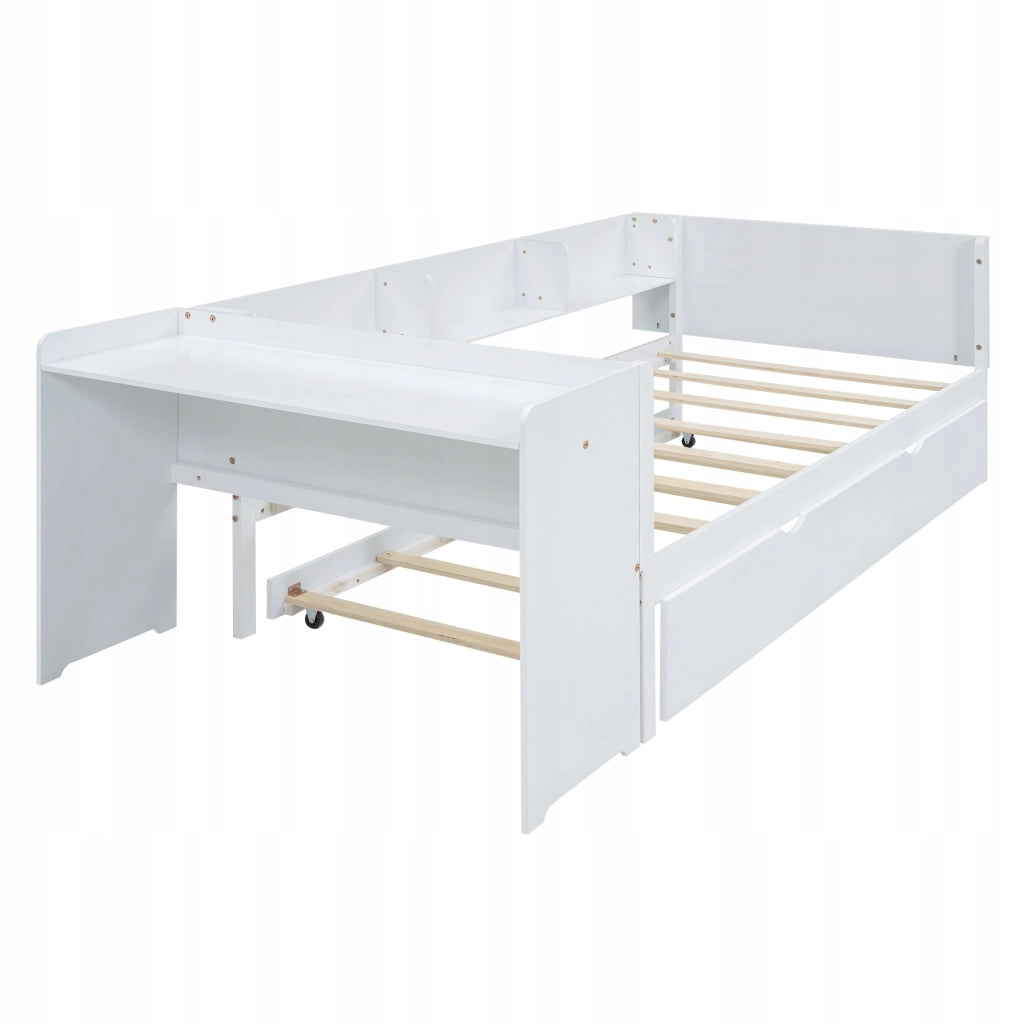 Letto a scomparsa con scrivania - Xylo - 90x200 - Bianco