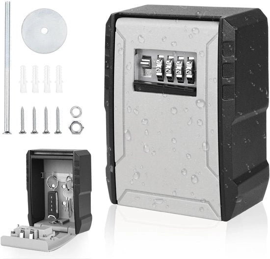 Serratura da parete impermeabile - Cassetto per chiavi con codice a 4 cifre - Montaggio alla parete - Cassetto per chiavi idrorepellente - Cassetto per chiavi con serratura a zanzara - Combinazione a 4 cifre