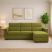 Cintano, Divano Fisso con Penisola Sfoderabile Made in Italy, 285x160 cm Verde