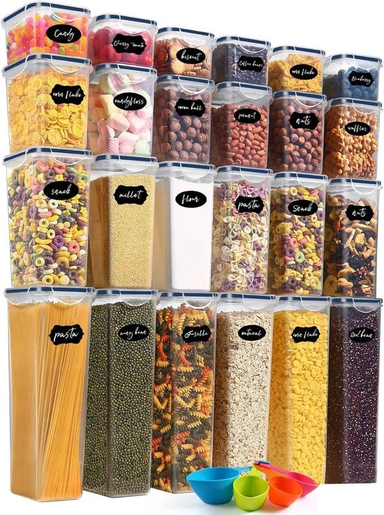 Set di contenitori in plastica BPA-free a chiusura ermetica 24 pezzi - adatti a prodotti secchi