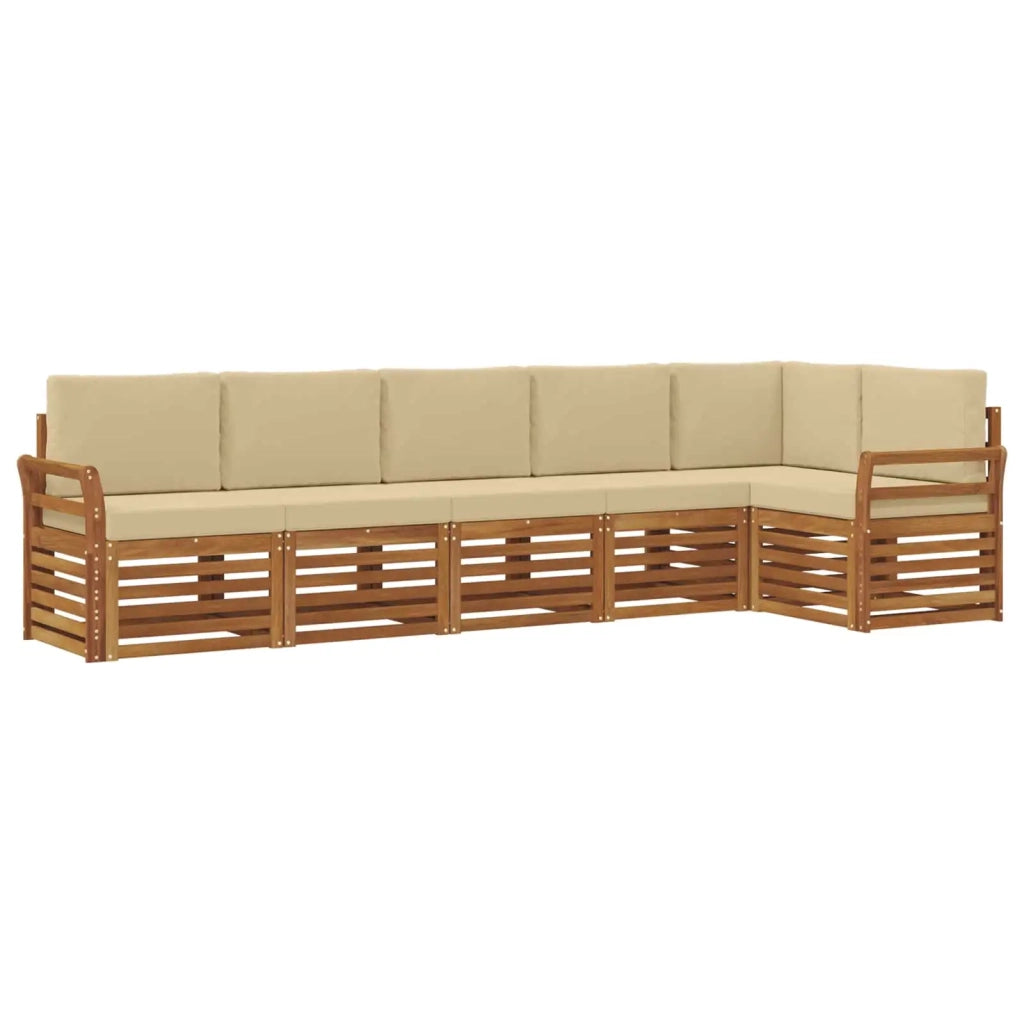 Set divano sezionale con cuscino 6 pcs Naturale e Beige 3374893