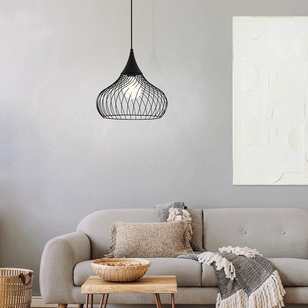 Lampadario Industrial Staverton 1 Luce Acciaio Nero