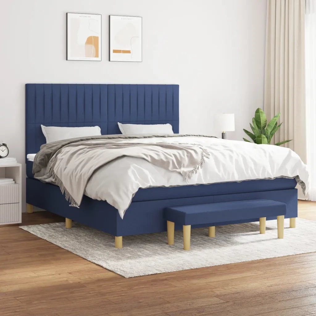 Giroletto a Molle con Materasso Blu 180x200 cm in Tessuto 3137339