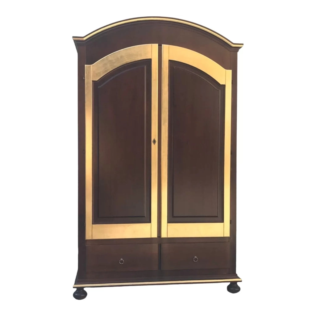 Armadio in legno 2 ante arte povera noce e foglia oro 125x61x200 - Mobili 2G
