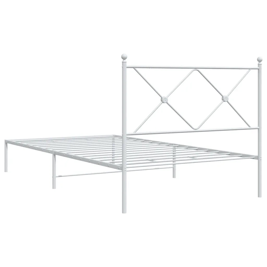 Giroletto con Testiera-Struttura Letto con testiera Metallo Bianco 100x200 cm 807086