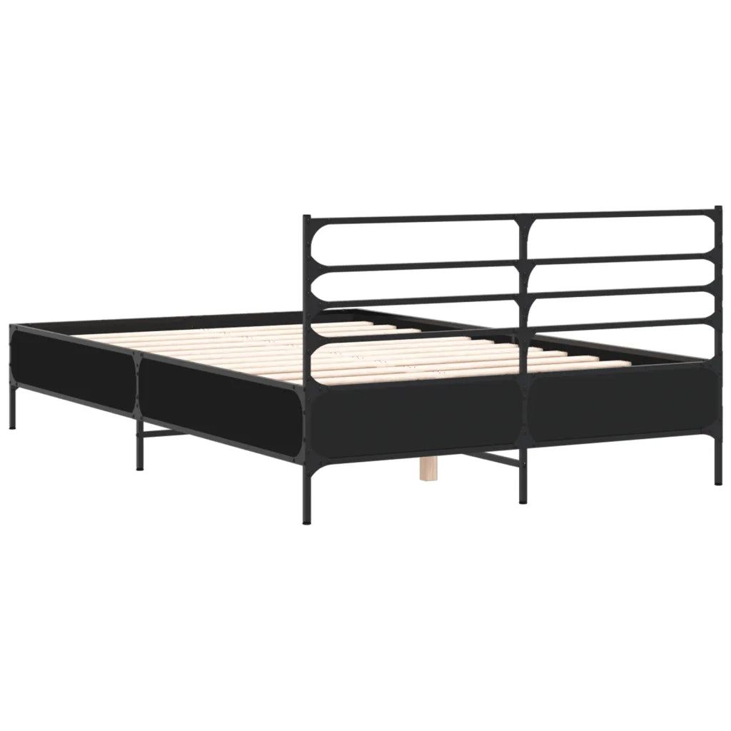 Giroletto-Struttura Letto Nero 120x200 cm in Legno Multistrato e Metallo 668601