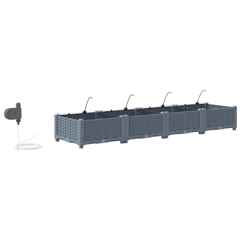 Vaso da giardino 4 pcs Grigio Chiaro Plastica 42002890