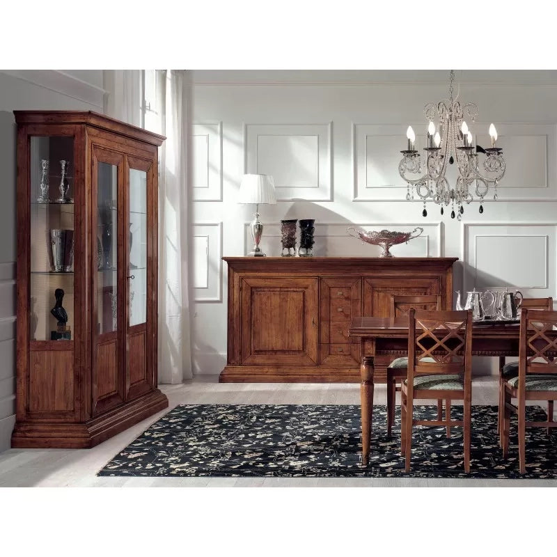Vetrina classica 2 porte legno noce bassano 154x50x214 - Mobili 2G