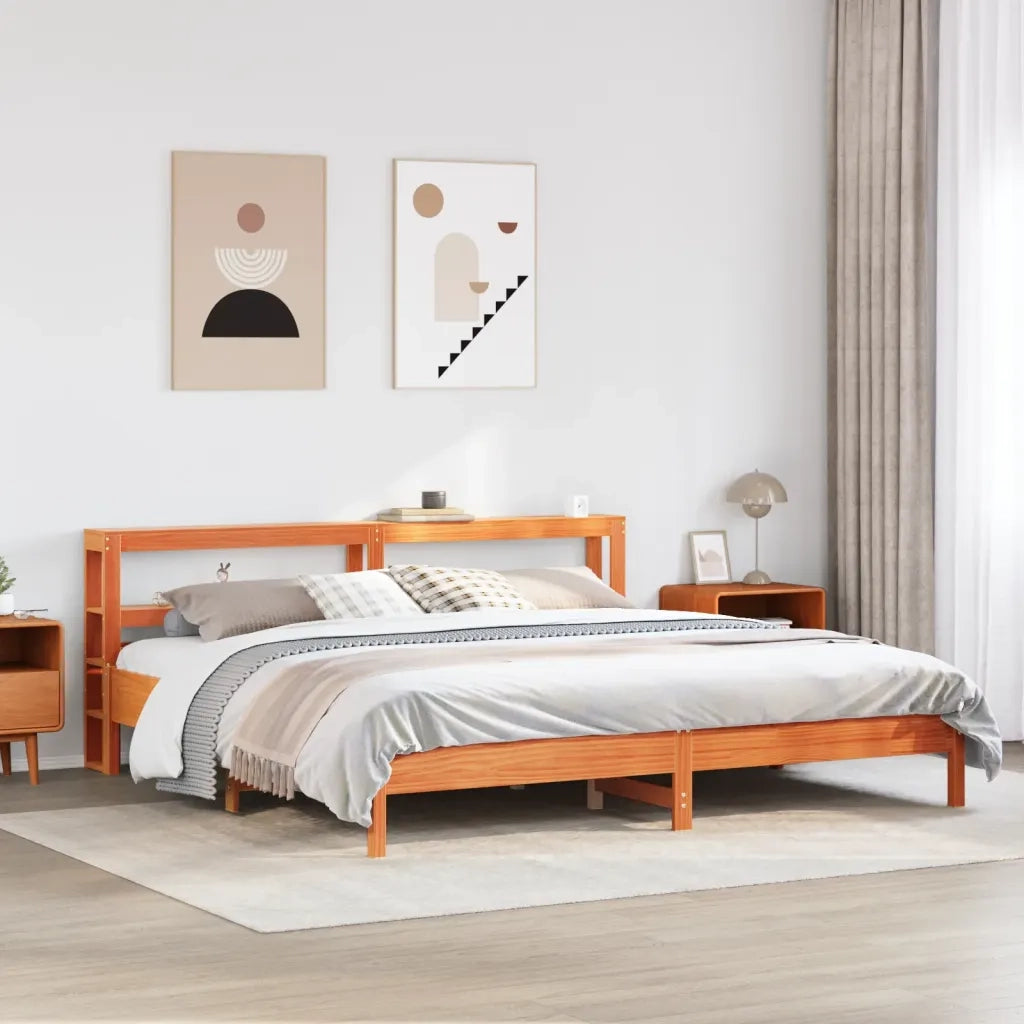 Letto matrimoniale | Letto per adulti | Letto senza Materasso Marrone Cera 200x200 cm in Legno di Pino