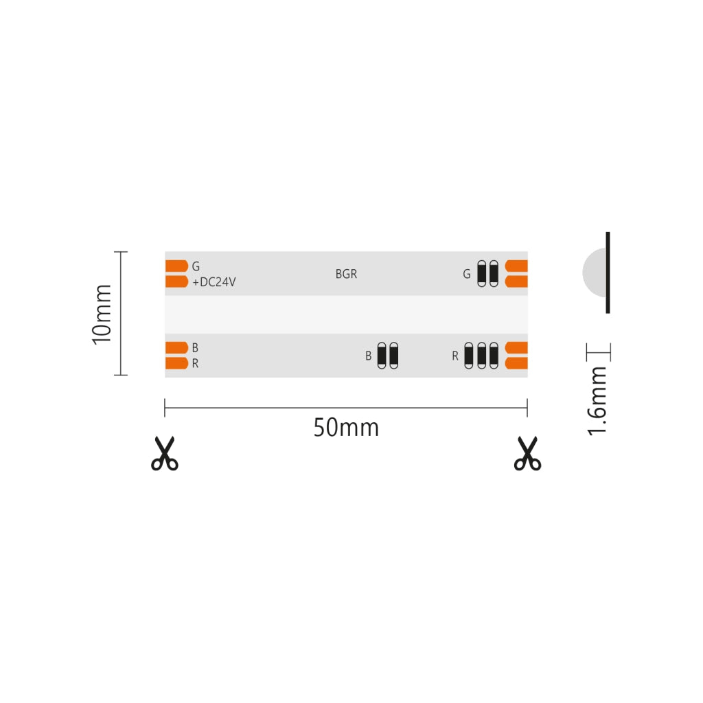 Alcapower Striscia LED COB 5 metri RGB 24V 15W/m IP65 840 LED/m Alta Efficienza Luminosa per Illuminazione Decorativa Professionale Interni Esterni