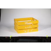 Set di 4 Cassette Legno Home Giallo 40x31x22