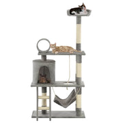 Tiragraffi albero per gatti cuccia per gatti giocattolo peluche sisal 140 cm grigio 3702125