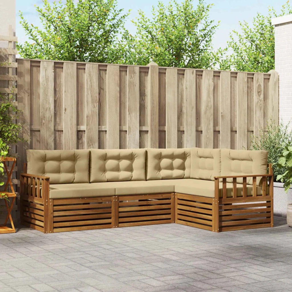 Set di divani da esterno con cuscino 4 pcs Naturale e Beige