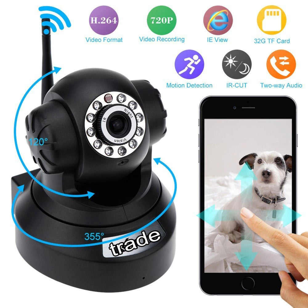 Trade Shop - Telecamera Di Sorveglianza Ip Cam Hd 720p Wireless Led Ir Lan Motorizzata Wifi -