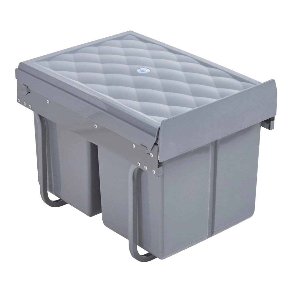 Pattumiera Estraibile Froland con 2 Bidoni Sotto Lavello 2x 15 L Grigio [en.casa]