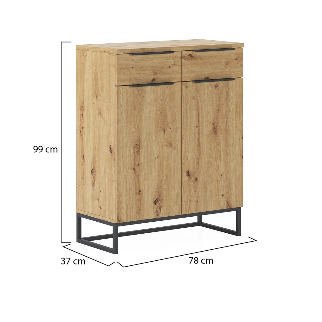 Madia Fiastrone, Credenza 2 Cassetti, 78x37x99h cm Marrone Rovere Nodi