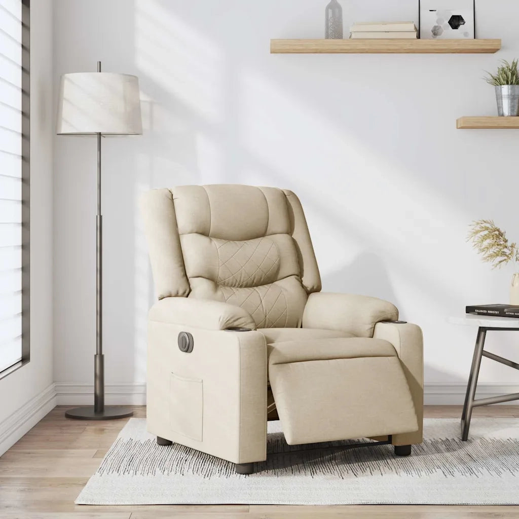 vidaXL Poltrona Elettrica Reclinabile Crema in Tessuto