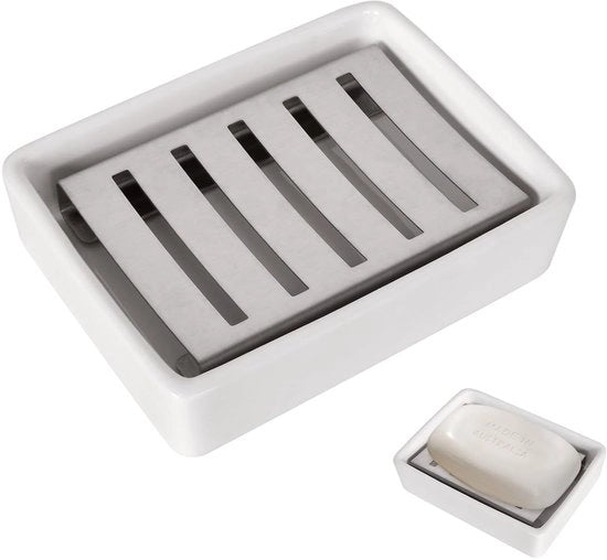 Contenitore di sapone duraturo - elegante e funzionale - 1 pezzo - bianco - ceramica