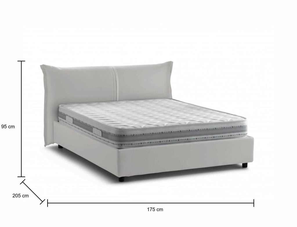 Letto matrimoniale Akio, Made in Italy, Apertura frontale, con materasso 160x190 cm incluso, Bianco